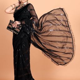 Mitera Embellished Sequinned Pure Georgette Saree-picture-38