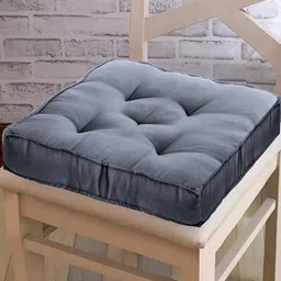 Kuber Industries Grey 2 Pieces Microfiber Cotton Square Cushion Chair Pads-96