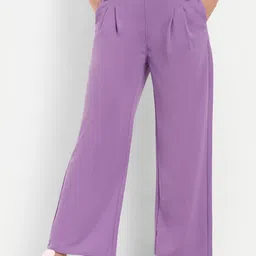 Next One Women Smart Loose Fit High-Rise Easy Wash Pleated Trousers-image-83