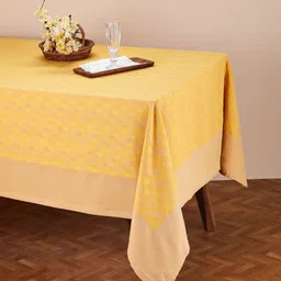 Fabindia Mustard Yellow Self-Design Cotton Rectangular 4-Seater Table Cover-50