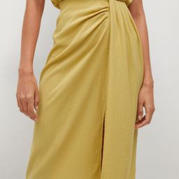 MANGO Yellow Knitted Sustainable Straight Skirt With Gathers-image-2