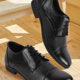 FAUSTO Men Textured Leather Formal Derbys-image-76