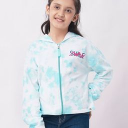 edheads Girls Blue Printed Tie & Dyed Hooded Cotton Sweatshirt-54