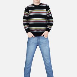 Gini and Jony Boys Black Striped Cotton Sweatshirt-image-58