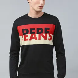 Pepe Jeans Men Black Brand Logo Printed Pure Cotton Sweatshirt-picture-11