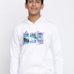 Lil Tomatoes Boys White Printed Hooded Sweatshirt-image-71