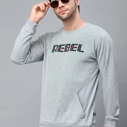 Rigo Men Grey Printed Round Neck Fleece Sweatshirt-image-99