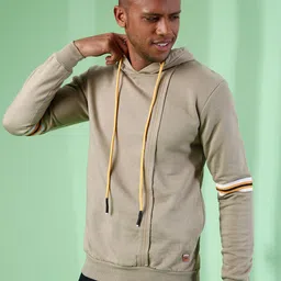 Campus Sutra Men Beige Hooded Sweatshirt-picture-42