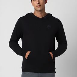 Peter England Men Black Hooded Sweatshirt-image-11