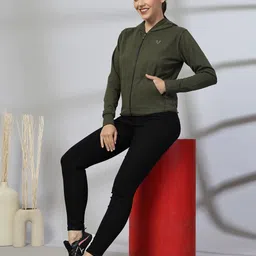 UZARUS Women Cotton Hooded Front-Open Sweatshirt-image-4
