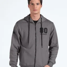 Flying Machine Typography Printed Hooded Pure Cotton Front-Open Sweatshirt-image-21