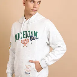 KETCH White Typography Printed Hooded Drop-Shoulder Sleeves Relaxed Fit Sweatshirt-picture-38