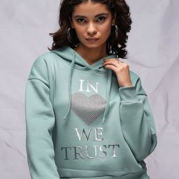 Tokyo Talkies Sea Green Printed Hooded Relaxed Fit Pullover-image-23