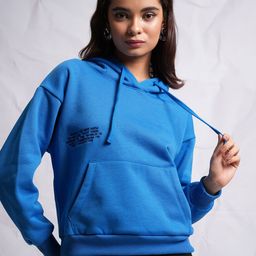 Tokyo Talkies Blue Embroidered Hooded Sweatshirt-image-29