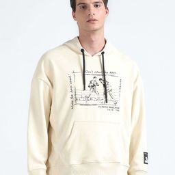 Flying Machine Graphic Printed Hooded Pure Cotton Oversized Pullover Sweatshirt-picture-13