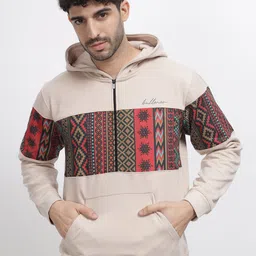 BULLMER Men Grey Melange Printed Hooded Sweatshirt-picture-41
