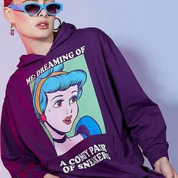DressBerry Purple Graphic Printed Cotton Pullover Hooded Sweatshirt-picture-16