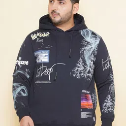 John Pride Plus Size Typography Printed Hooded Fleece Pullover Sweatshirt-13
