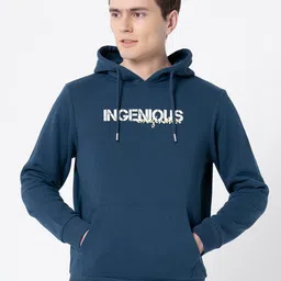 Red Tape Men Blue Printed Hooded Sweatshirt-image-26