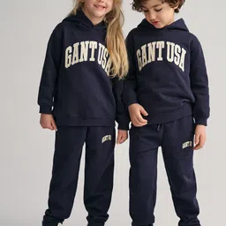 GANT Kids Typography Printed Hooded Pure Cotton Pullover Sweatshirt-image-24