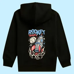 NUSYL Unisex Kids Rocket Printed Hooded Fleece Sweatshirt-image-66