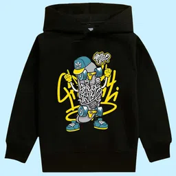 NUSYL Kids Typography Printed Hooded Pullover Sweatshirt-image-100