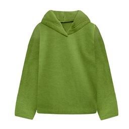A T U N Women Olive Green Hooded Fleece Sweatshirt-image-35