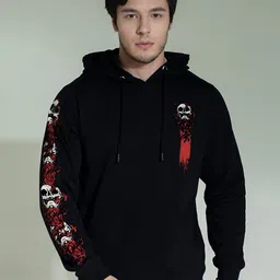 PUNK Graphic Printed Hooded Neck Long Sleeves Cotton Pullover Sweatshirt-image-17