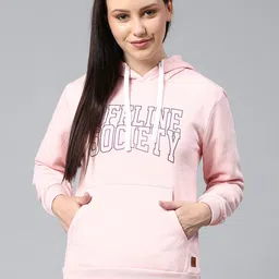 Campus Sutra Women Pink Printed Hooded Sweatshirt-picture-25