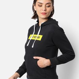 Campus Sutra Women Black Printed Hooded Sweatshirt-image-93
