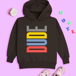 NUSYL Kids Typography Printed Hooded Fleece Pullover Sweatshirt-image-66