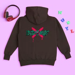 NUSYL Kids Typography Printed Hooded Fleece Pullover Sweatshirt-picture-23