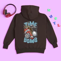 NUSYL Kids Typographic Printed Hooded Sweatshirt-image-87
