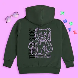 NUSYL Kids Teddy Bear Printed Long Sleeves Hooded Pullover Sweatshirt-picture-53