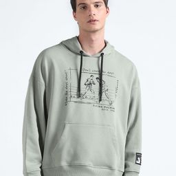 Flying Machine Graphic Printed Hooded Pure Cotton Oversized Pullover Sweatshirt-picture-34