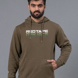 Red Tape Typography Printed Hooded Sweatshirt-image-61