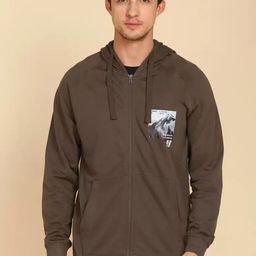 Wildcraft Men Warm Olive Printed Hooded Sweatshirt-image-85