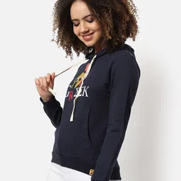 Campus Sutra Women Blue Hooded Sweatshirt-image-60
