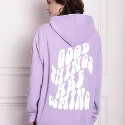Imsa Moda Typography Printed Hooded Oversized Fleece Sweatshirt-16
