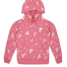 PLUM TREE Girls Unicorn Printed Hooded Pure Cotton Pullover Sweatshirt-image-26
