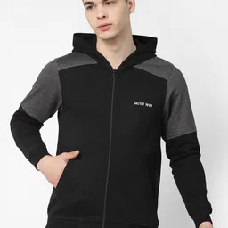 Kalt Colourblocked Hooded Fleece Front-Open Sweatshirt-picture-14