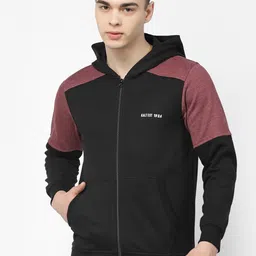 Kalt Colourblocked Hooded Fleece Front-Open Sweatshirt-picture-46