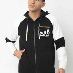 SPYKAR Colourblocked Hooded Front-Open Sweatshirt-picture-2
