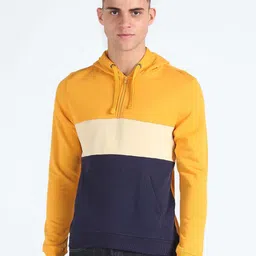 Flying Machine Colourblocked Hooded Pure Cotton Sweatshirt-image-9
