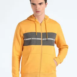 Flying Machine Colourblocked Hooded Front Open Sweatshirt-picture-43