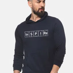 Campus Sutra Men Navy Blue Printed Hooded Sweatshirt-picture-4