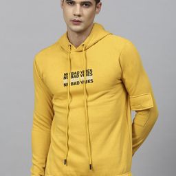 Campus Sutra Men Yellow Printed Hooded Sweatshirt-image-25