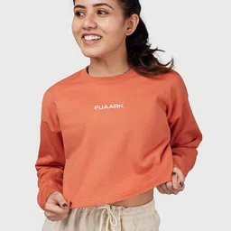 FUAARK Round Neck 2-Way Stretch Antimicrobial Crop Oversized Pullover Sweatshirt-image-15