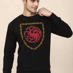 Free Authority Men Black House of Dragon Printed Pure Cotton Sweatshirt-image-91