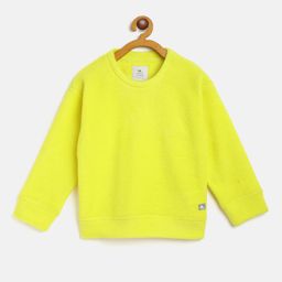 Cherry Crumble Boys and Girls Yellow Solid Rugby Crew Neck Pullover Sweatshirt-image-39